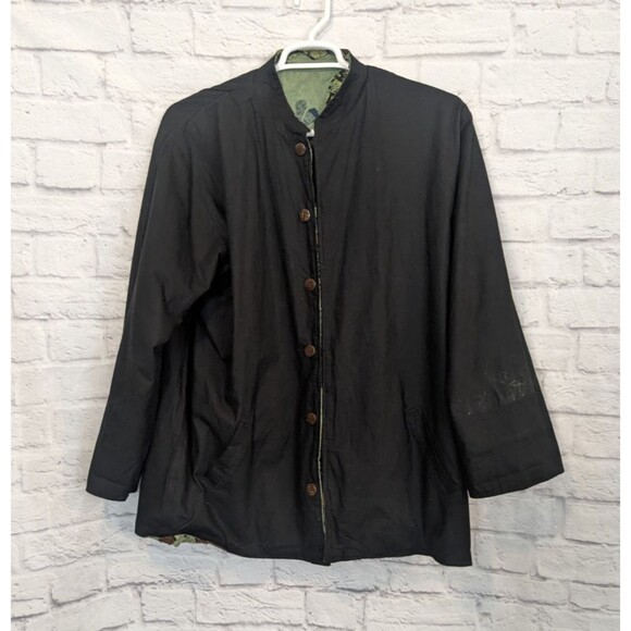 Silver Stream Green Elephant Applique Jacket Boho Art t Wear Reversible One Size - Picture 3 of 11